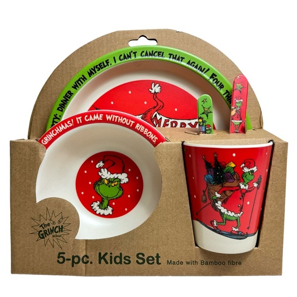 Dr. Seuss Holiday New The Grinch Bamboo Christmas Dish Set Poshmark